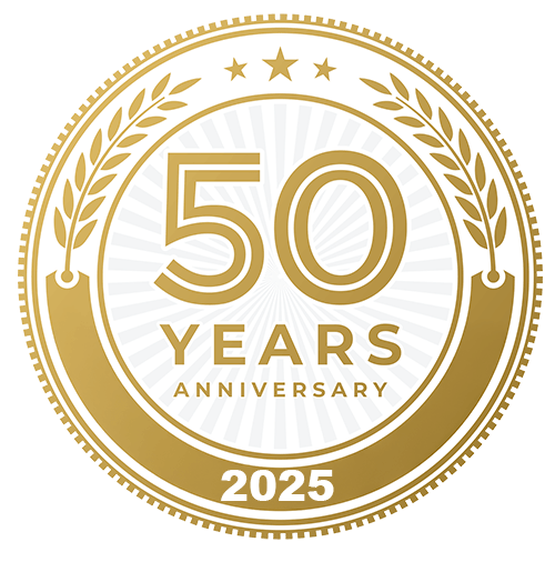 Gold 50 Years Anniversary celebration logo